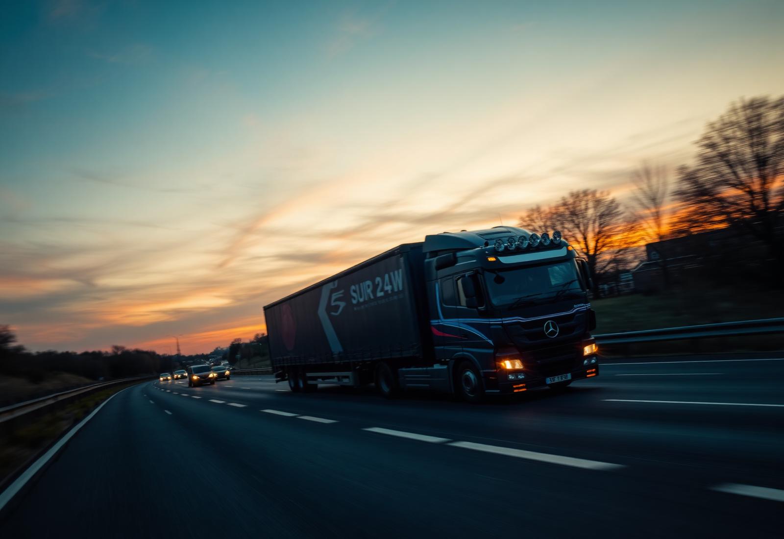 Articulated lorry travelling on a UK motorway